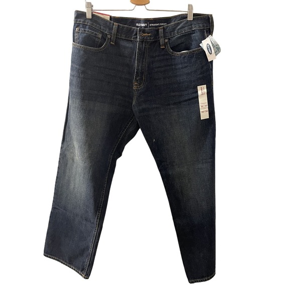 Old Navy Men's Dark Wash Straight Droit Denim Jeans Size 36X30 - Picture 1 of 10